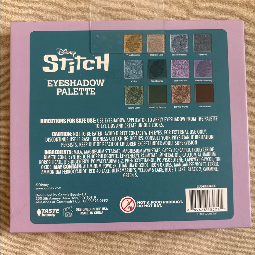 Taste Beauty x Disney Stitch Tropical Eyeshadow Palette